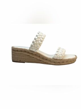 Arromic White Woven Double Strap Espadrille Wedge Slides Size 9.5 - NWOB